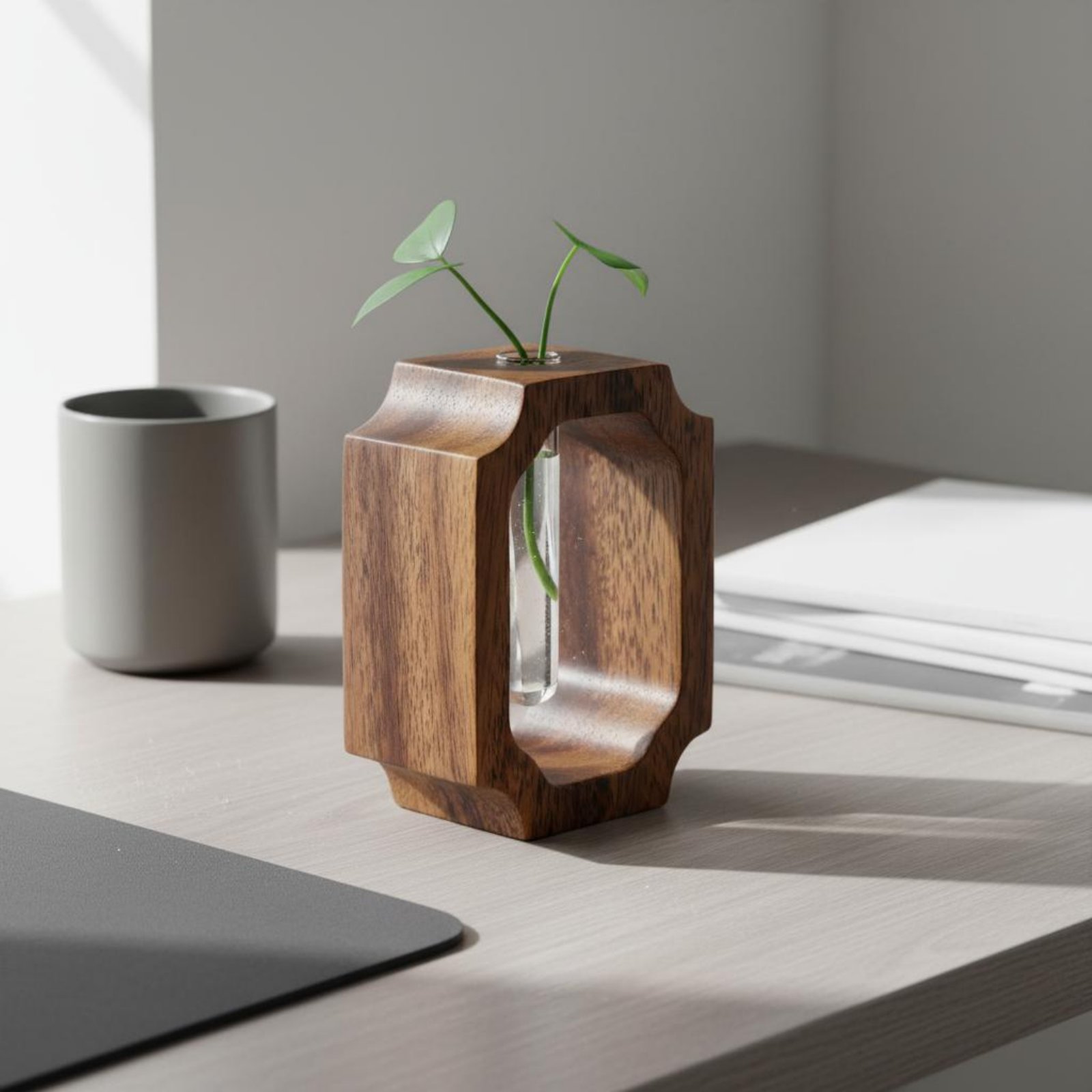 Walnut Wood Vase Easy to Clean - огляд і ціна Propagation Station Vase