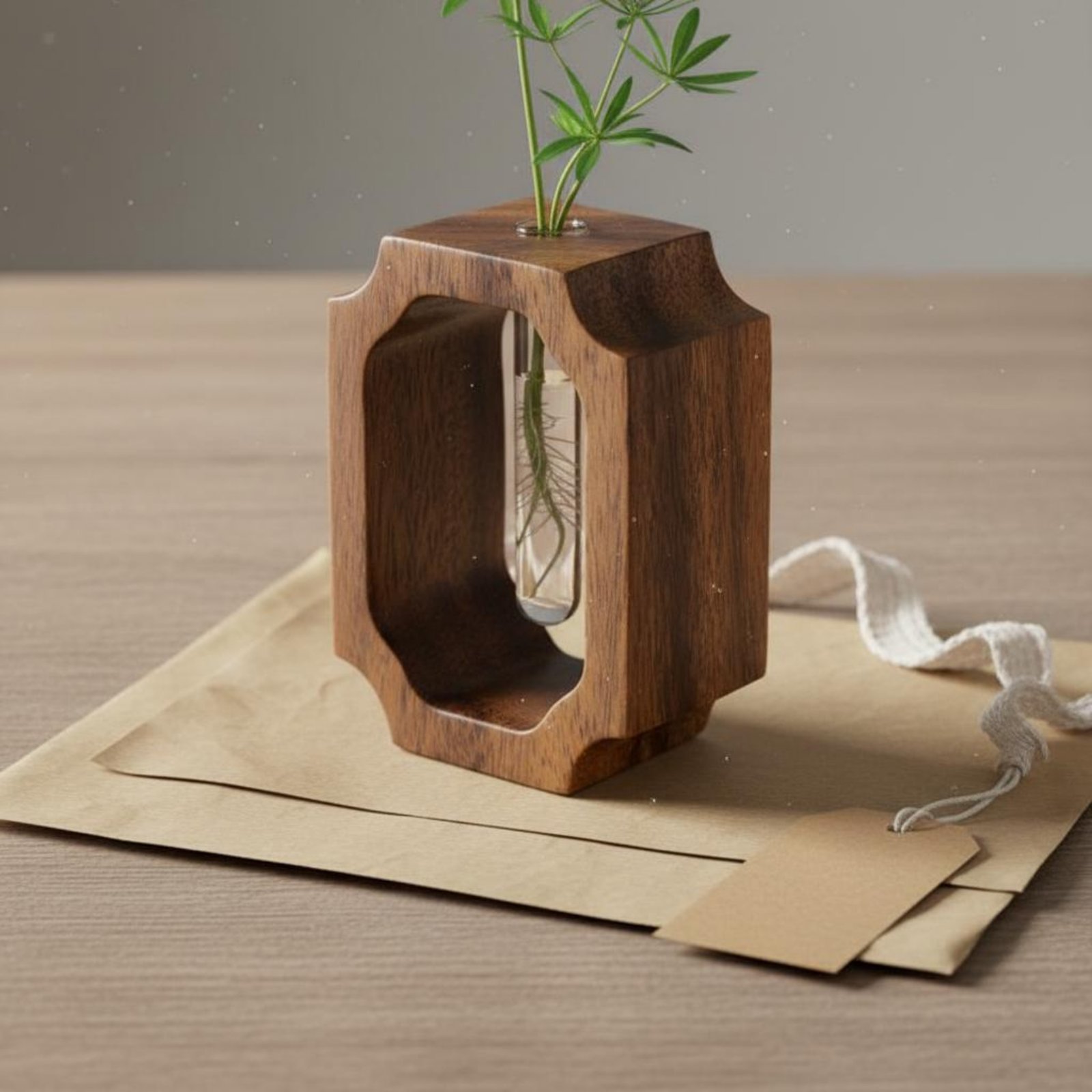 Walnut Wood Vase Easy to Clean - огляд і ціна Propagation Station Vase